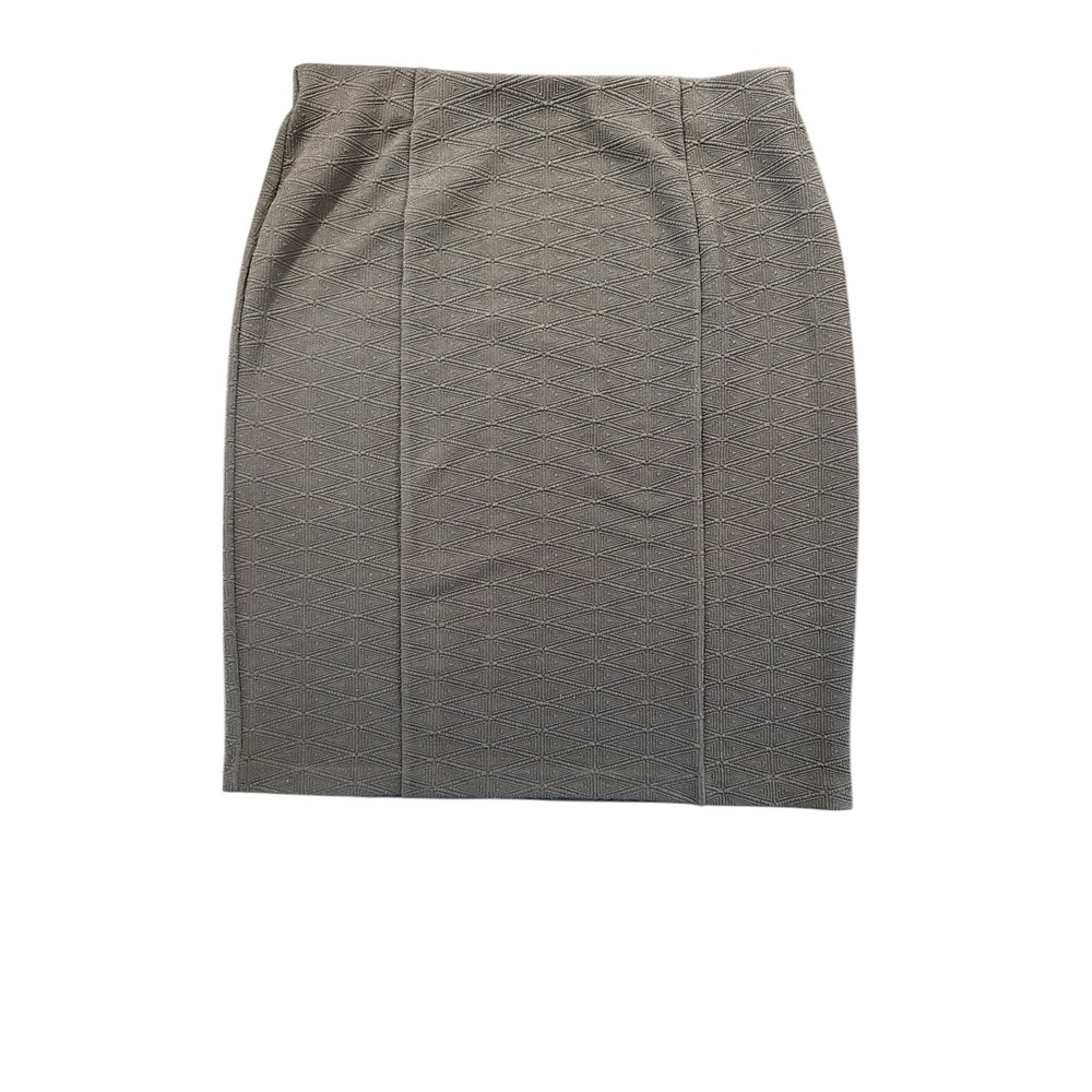 Dress Barn Elastic Waist Pencil Skirt Geometric Pattern Textured‎ Gray Size L